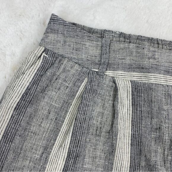 Ann Taylor Loft Striped Linen Blend Shorts Black Cream 4 - Picture 3 of 8